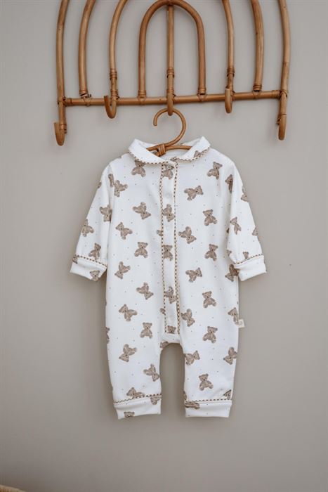 Ayıcık Baskılı Çıt Çıtlı Puffy Sleep Serisi Tulum