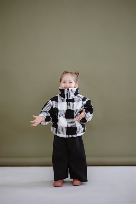 Lacivert Kareli Yarım Fermuarlı Wellsoft Çocuk Mont 1-6 Yaş