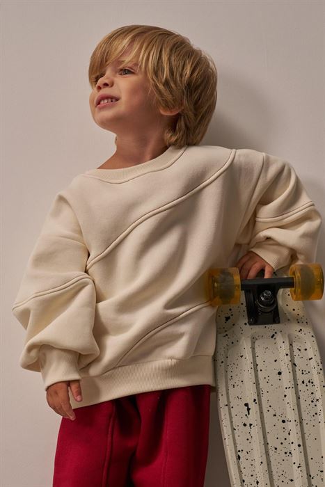 Bordo Dikiş Detaylı Sweatshirt