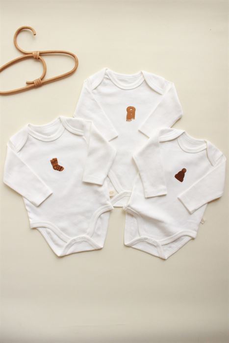 3'lü Autumn Serisi Uzun Kollu Çıt Çıtlı Body Zıbın Model 9