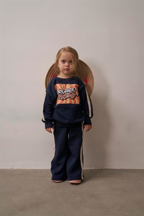 Lacivert Retro Baskılı Çocuk Alt Üst Takım