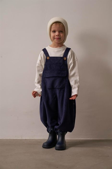 Lacivert Childhood Velvet Çocuk Salopet Tulum