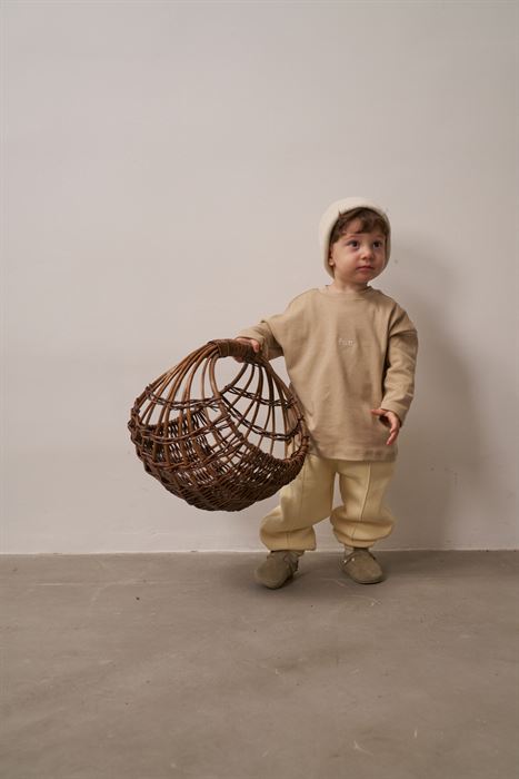 Vizon Nakışlı Oversize Uzun Kollu T-shirt