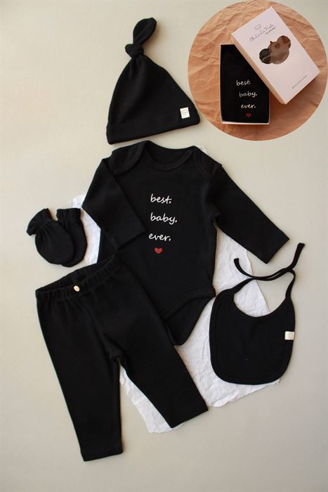 Baby Nakışlı 5li Uzun Kollu Yenidoğan Set (0-3 Ay)