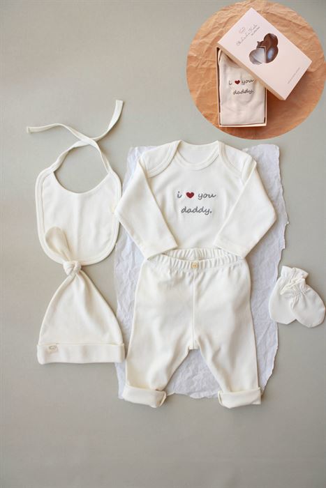 Dad Nakışlı 5li Uzun Kollu Yenidoğan Set