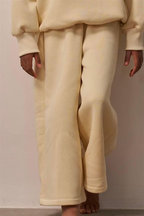 Krem Wide Leg Eşofman Altı