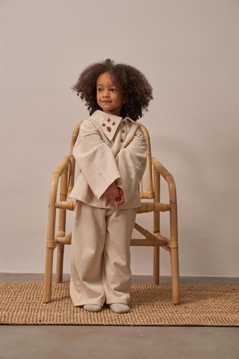 Sonbahar Yaprak İşlemeli Çocuk Triko Takımı