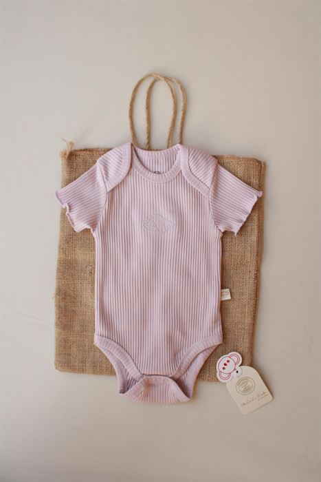 Lila Fitilli Penye Kız Bebek Body Zıbın