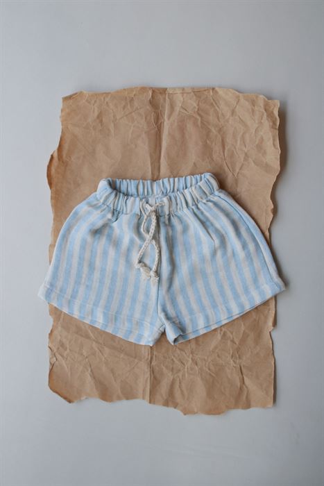 Mavi Çizgili Müslin Şort