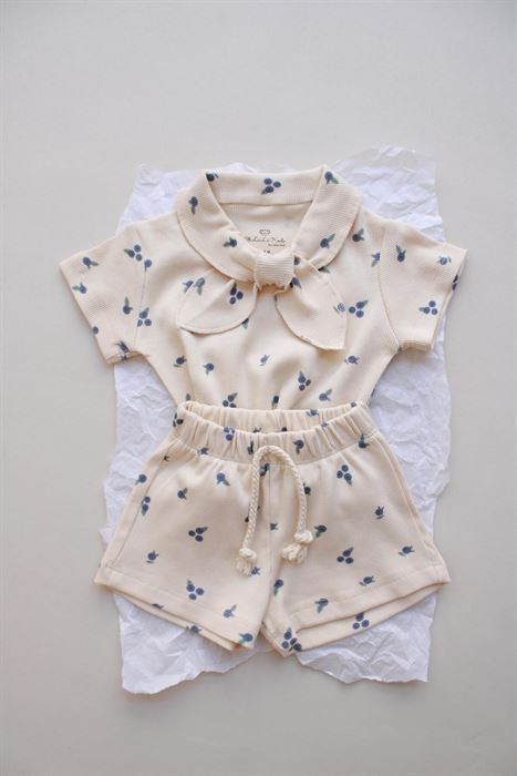 Blueberry Baskı Kaşkorse Yaka Bağlamalı Takım