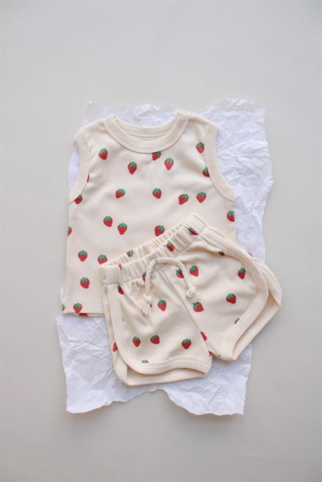 Çilek Baskı Kaşkorse Atlet Şort Takım