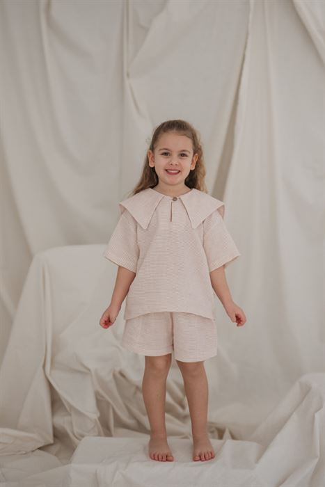 Kiremit Denizci Yaka Şortlu Takım