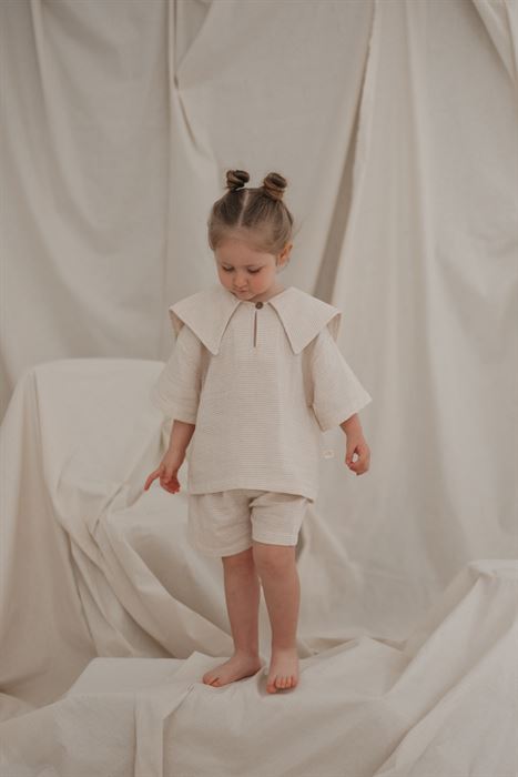 Bej Denizci Yaka Şortlu Takım