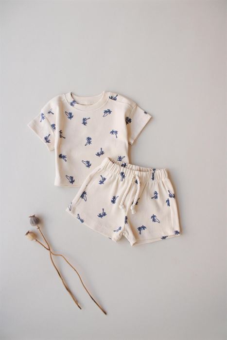 Palmiye Desen Kaşkorse Şortlu Takım