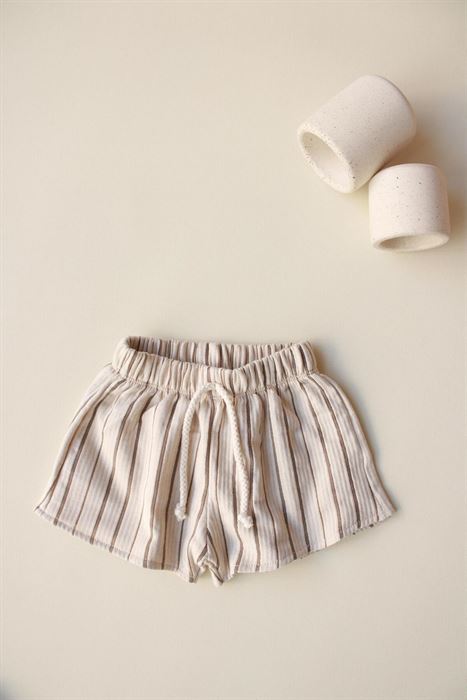 Jakarlı Kahverengi Çizgili Şort