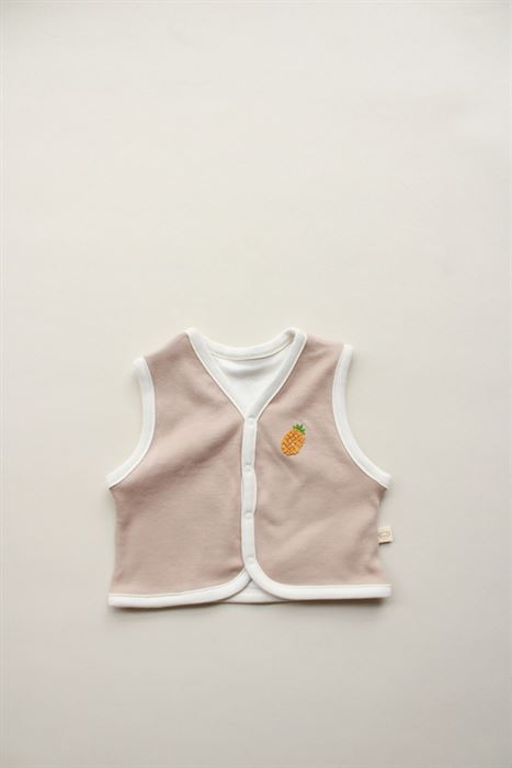 Ananas Nakışlı Çift Taraflı Yelek