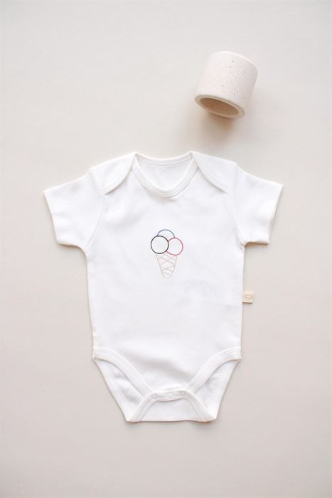 Dondurma Nakışlı Kısa Kollu Body Zıbın