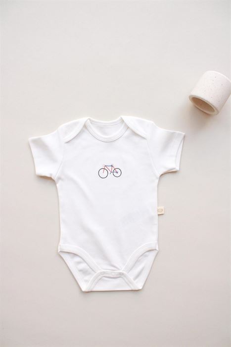 Bisiklet Nakışlı Kısa Kollu Body Zıbın