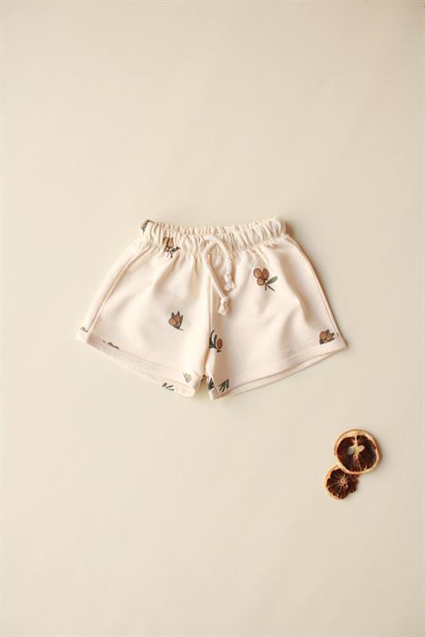 Zeytin Baskılı Bağcıklı Şort