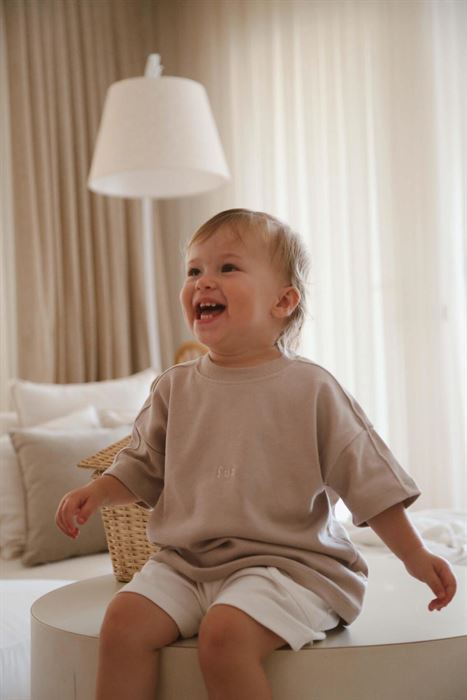 Vizon Bisiklet Yaka Oversize T-shirt Bebek - Çocuk