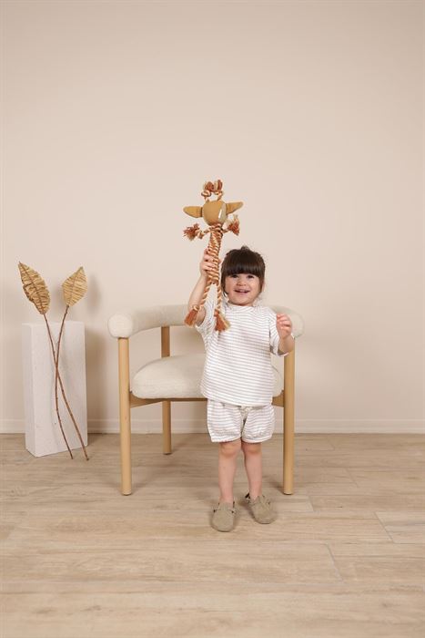 İndigo Çizgili Lastikli T shirt Şort Takım