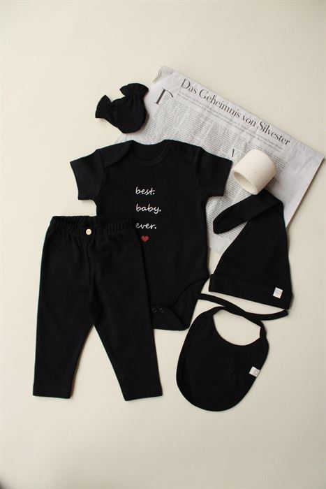 Baby Nakışlı 5li Kısa Kollu Yenidoğan Set