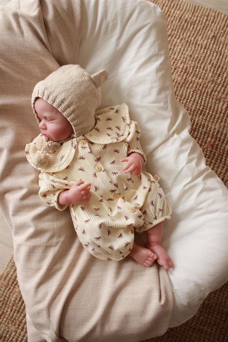 Fiyonk Desenli Düğmeli Tulum