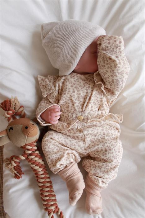 Kahve Çiçek  Baskılı Kaşkorse Fırfırlı Alt Üst Takım