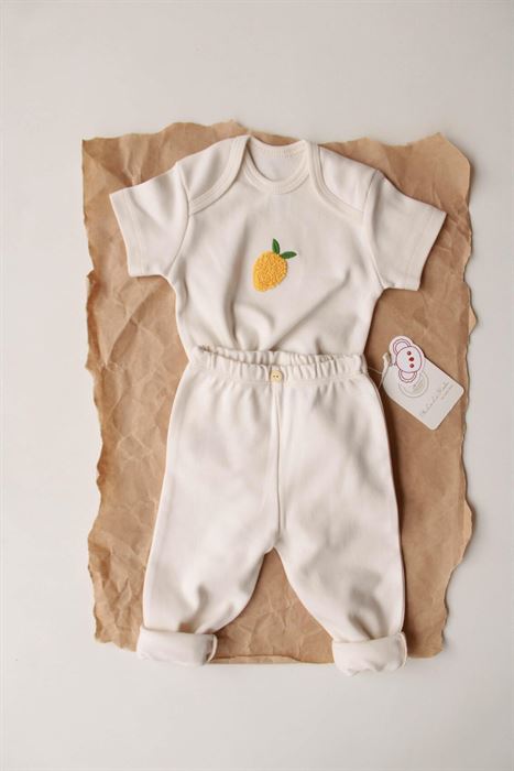 Limon Nakışlı Kısa Kollu Body Tayt Takım