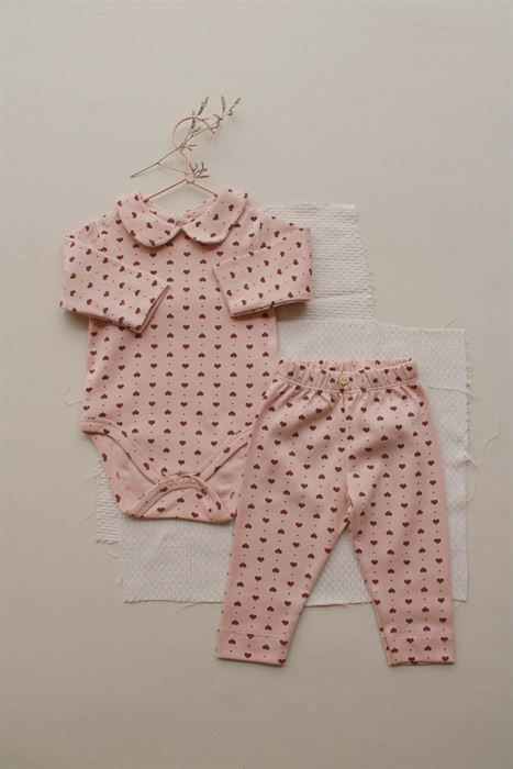 Kalp Baskılı Bebe Yaka Alt Üst Takım