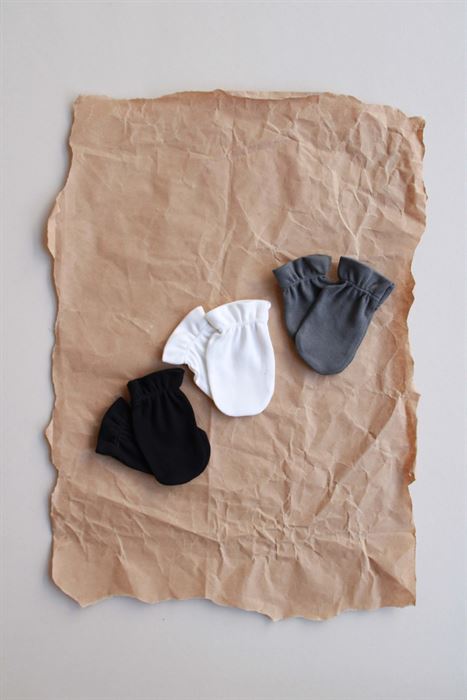 3lü Beyaz-antrasit-siyah Yenidoğan Eldiven Set Model 7