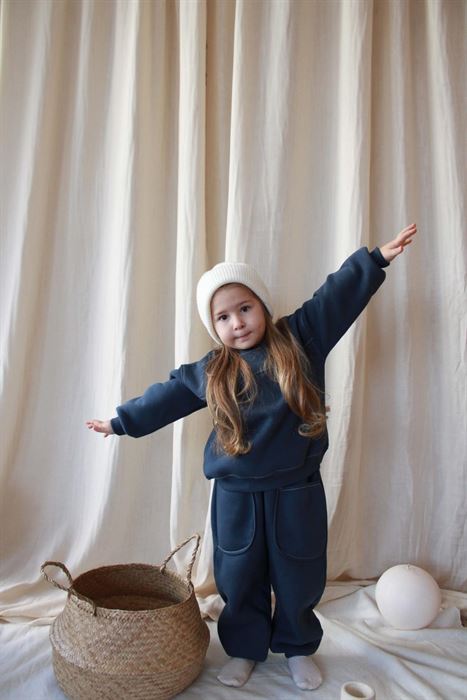 İndigo Dikişli Polarlı Eşofman Takım