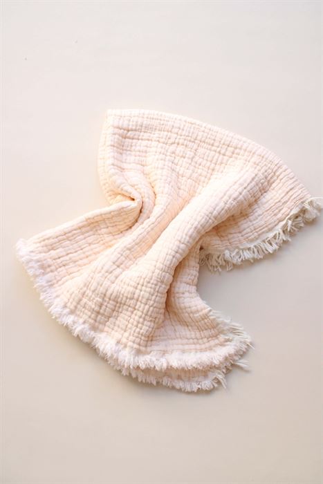 Somon-Krem Çift Taraflı Elyaflı Müslin Battaniye 100x100cm