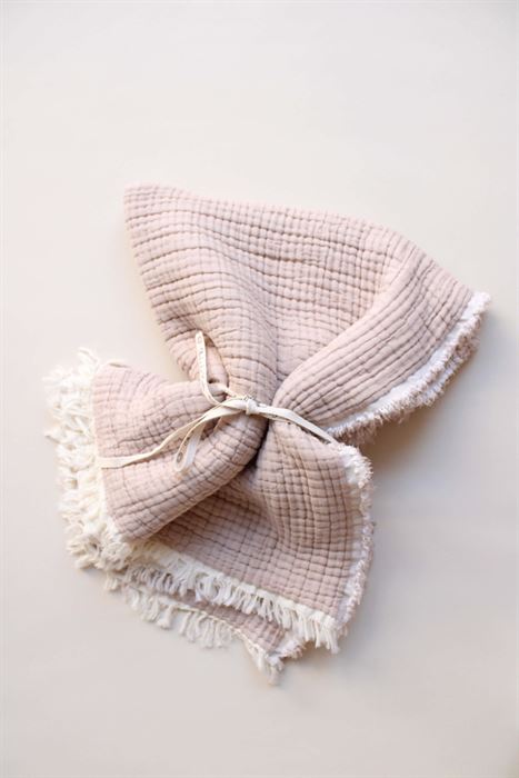 Bej-Krem Çift Taraflı Elyaflı Müslin Battaniye 100x100cm