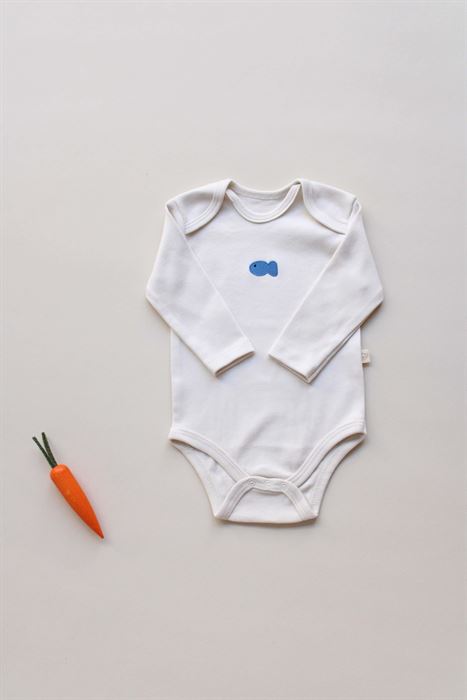 Balık Nakışlı Uzun Kollu Body