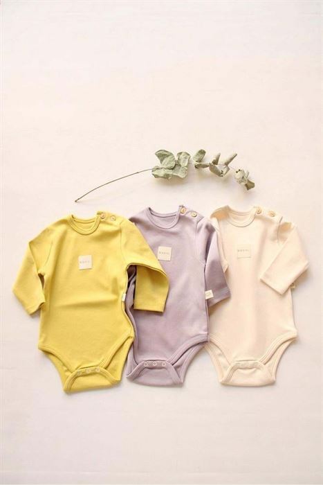 3lü Basic Çıt Çıtlı Uzun Kollu Body Zıbın Set Model 5