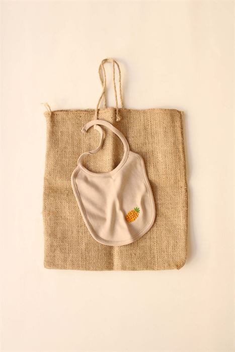 Ananas Nakışlı Biyeli Bebek Önlüğü 0-3 Ay