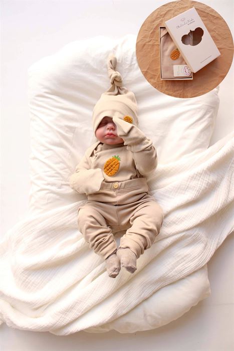 Ananas Nakışlı 5li Uzun Kollu Yenidoğan Set (0-3 Ay)