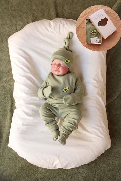 Avokado Nakışlı 5li Uzun Kollu Yenidoğan Set