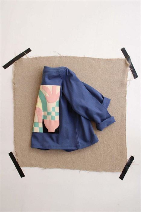 İndigo Sırt Baskılı Uzun Kollu T-shirt