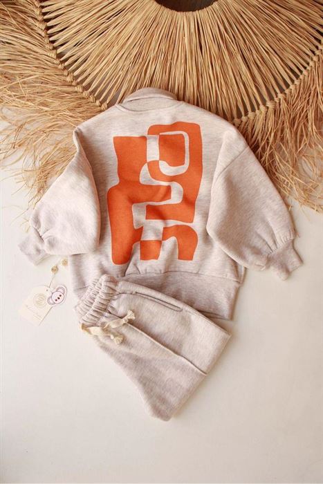 Turuncu Sırt Baskılı Çocuk Eşofman Takımı