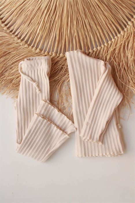 Krem İspanyol Paça Kız Çocuk Alt Üst Takım