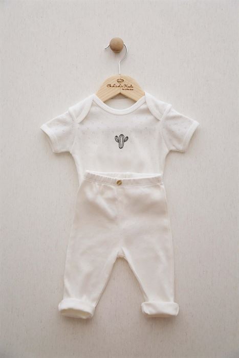 Kaktüs Nakışlı Body Tayt Set