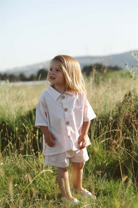 Turuncu Erkek Yaka Gömlek ve Şort Takım