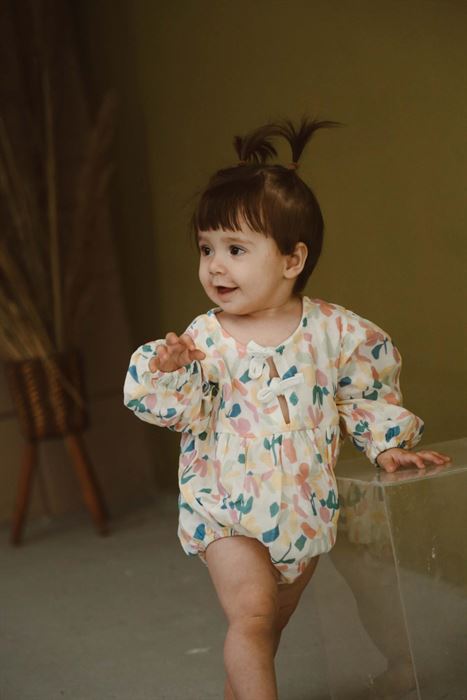 Renkli Baskılı Bebek Uzun Kollu Tulum