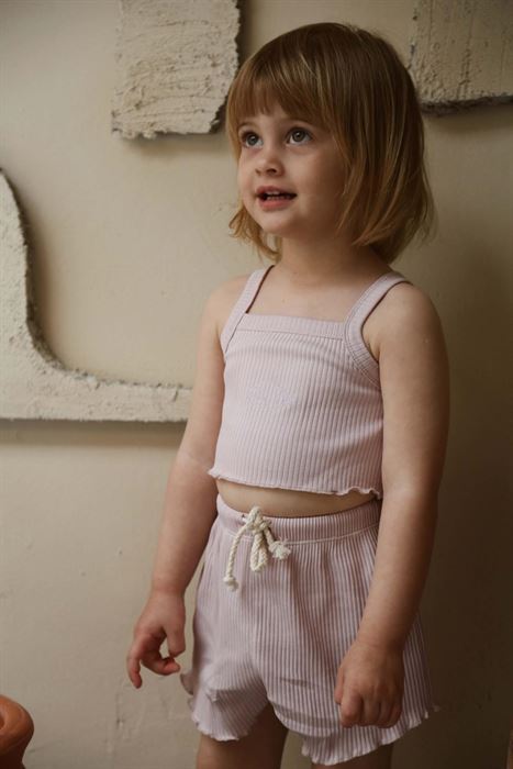 İstiridye Askılı Crop ve Şortlu Takım