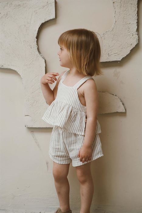 Kahverengi Çizgili Kız Askılı ve Şort Takım