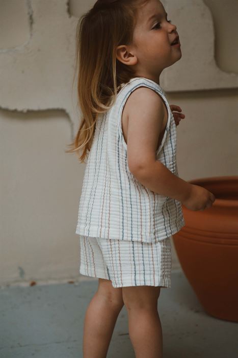 Kahverengi-İndigo Çizgili Atlet ve Şort Takım