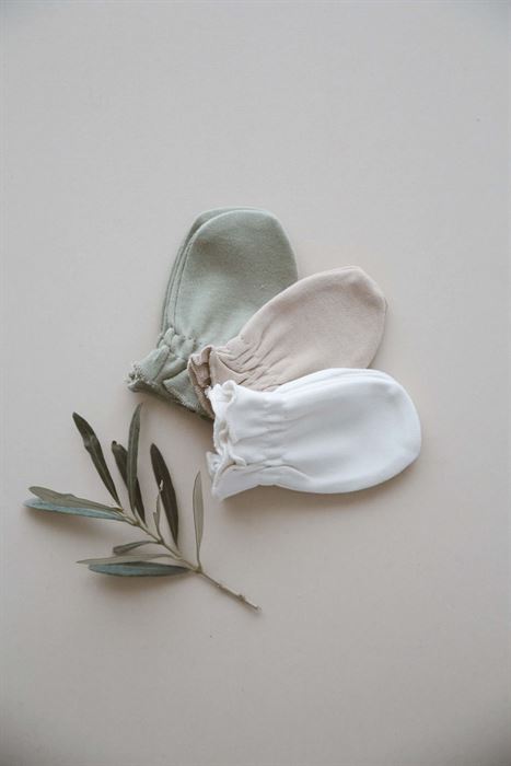 3lü Haki-krem-vizon Rengi Yenidoğan Eldiven Set Model 3