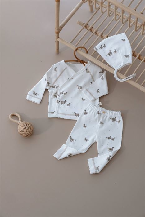 Zebra Baskılı Pure Hug Serisi Kruvaze 3'lü Takım